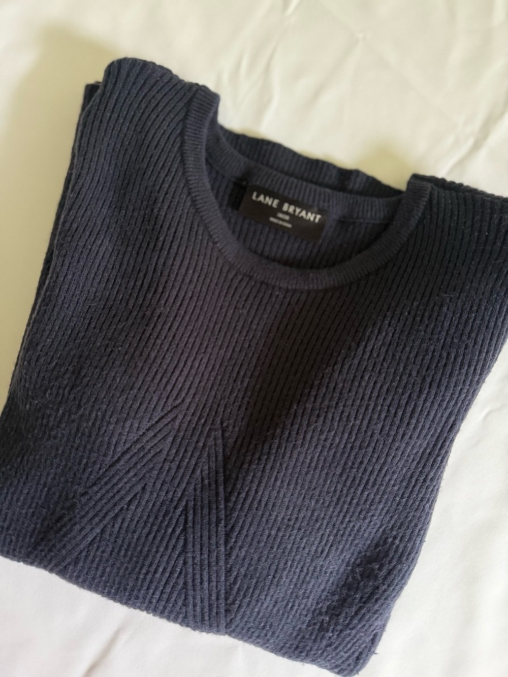Lane Bryant Navy Ribbed Crewneck Sweater